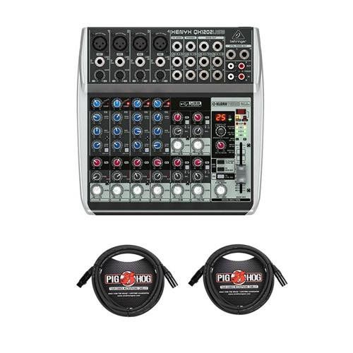  Behringer Xenyx QX1202USB Premium 12-Input 2-Bus Mixer with Xenyx Mic Preamps and Compressors, British EQs, 24-Bit Multi-FX Processor and USBAudio Interface - With 2 Pack 15 8mm X