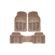 Universal Fit Ridged Rubber Car Floor Mats (3-Piece Set)