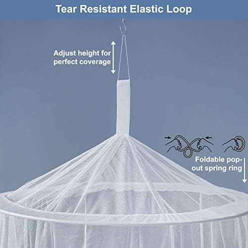  [아마존베스트]Universal Backpackers Mosquito Net for Single to King-Sized Beds  2 Openings or Fully-Enclosed Bed Canopy  Conical Design for Decoration or Travel  Free Bag & Hanging Kit for Ea