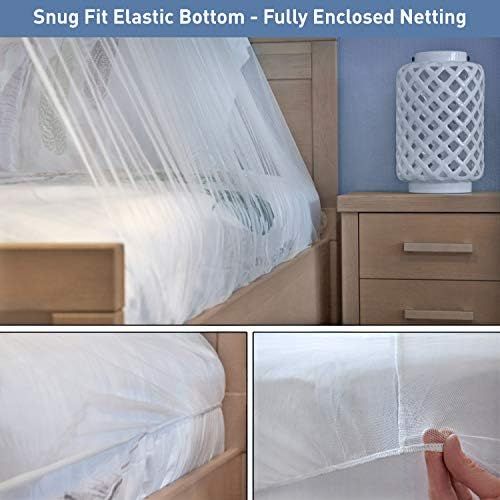  [아마존베스트]Universal Backpackers Mosquito Net for Single to King-Sized Beds  2 Openings or Fully-Enclosed Bed Canopy  Conical Design for Decoration or Travel  Free Bag & Hanging Kit for Ea