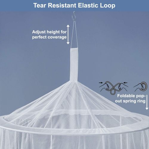  [아마존베스트]Universal Backpackers Mosquito Net for Single to King-Sized Beds  2 Openings or Fully-Enclosed Bed Canopy  Conical Design for Decoration or Travel  Free Bag & Hanging Kit for Ea