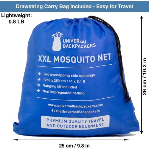  Universal Backpackers Mosquito Net for Single to King-Sized Beds ? 2 Openings or Fully-Enclosed Bed Canopy ? Conical Design for Decoration or Travel ? Free Bag & Hanging Kit for Ea