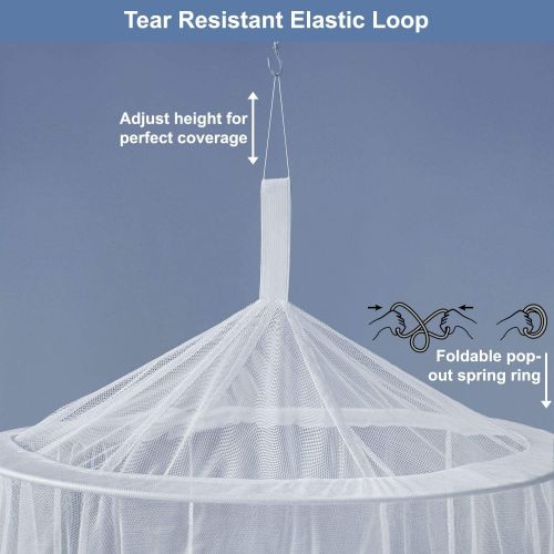  Universal Backpackers Mosquito Net for Single to King-Sized Beds ? 2 Openings or Fully-Enclosed Bed Canopy ? Conical Design for Decoration or Travel ? Free Bag & Hanging Kit for Ea