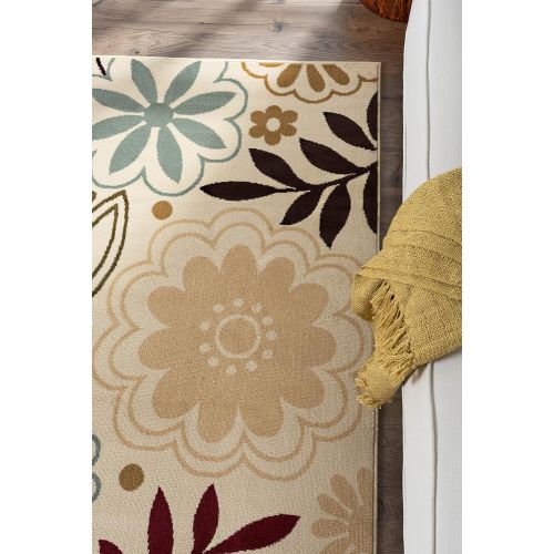  Universal Rugs Skyler Contemporary Floral Beige Rectangle Area Rug, 7.6 x 10