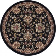 Universal Rugs Leanna Transitional Oriental Black Round Area Rug, 5 Round