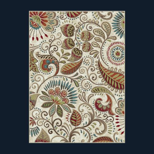  Universal Rugs Giselle Transitional Floral Ivory Scatter Mat Rug, 2 x 3