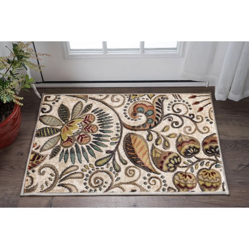  Universal Rugs Giselle Transitional Floral Ivory Scatter Mat Rug, 2 x 3