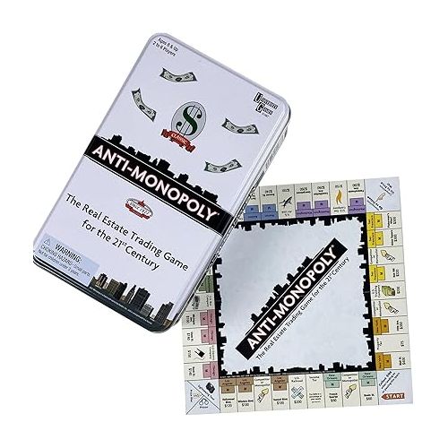  Anti-Monopoly Game Tin Travel by University Games |The Real Estate Trading Game for the 21st Century | Fun, Challenging Game in Travel Tin | For Ages 8 Years and Up