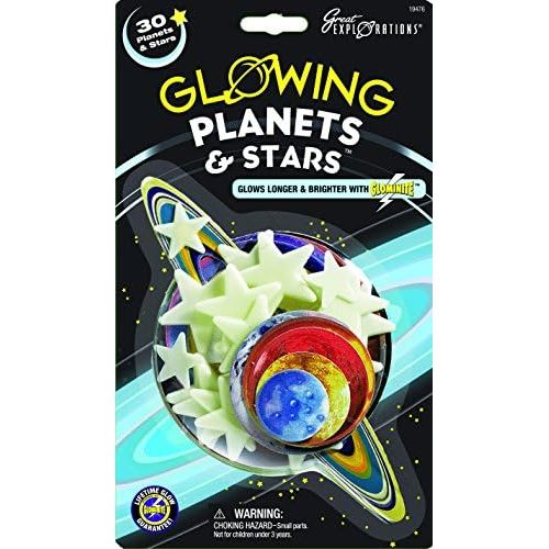  University Games Great Explorations Glow In The Dark Planets & Stars, quantity 30