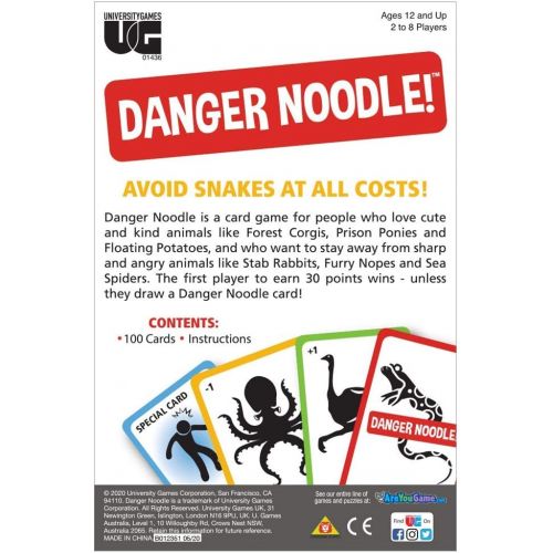  [아마존베스트]Danger Noodle Card Game by University Games for 2 to 8 Players Ages 12 and Up The Perfect Party Game for Game Night or Family Events, Multi (01436)