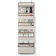 Univivi Door Hanging Organizer Nursery Closet Cabinet Baby Storage with 4 Large Pockets and 3 Small PVC Pockets for Cosmetics, Toys and Sundries (Beige)