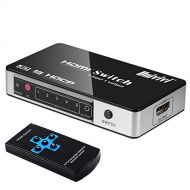 Univivi HDMI Switch 4K 5 Port 5x1 HDMI Switcher Splitter Box Support 4Kx2K Ultra HD 3D with Remote Control and Power Adapter