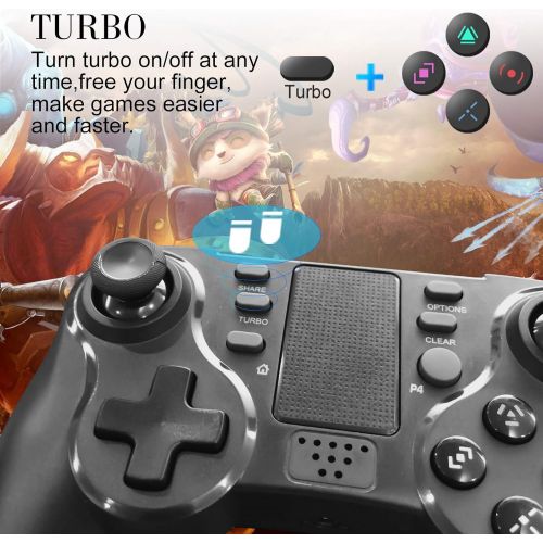  [아마존베스트]Controller for PS4, Uniway [2020 New Version] Wireless Gaming Remote Compatible with Playstation 4,Support Six-axis Dual Vibration and Colorful LEDs and Touch Pad