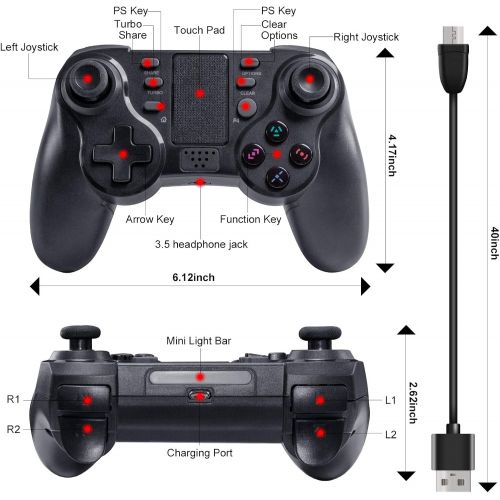  [아마존베스트]Controller for PS4, Uniway [2020 New Version] Wireless Gaming Remote Compatible with Playstation 4,Support Six-axis Dual Vibration and Colorful LEDs and Touch Pad