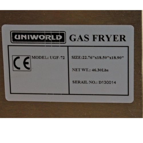 Uniworld UniWorld Deep Fryer Dual Basket Liquid Propane Stainless Steel UGF-72