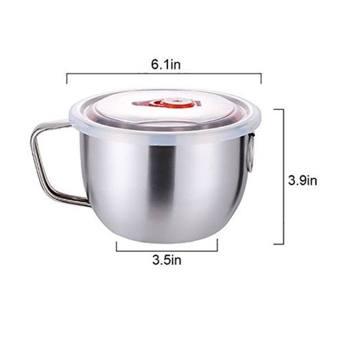  Unknown Stainless Steel Soup Noodle Bowl with Lid and Handle for Camping Baking Cooking