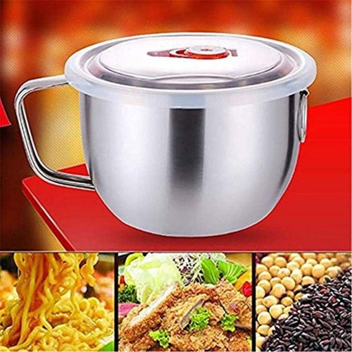  Unknown Stainless Steel Soup Noodle Bowl with Lid and Handle for Camping Baking Cooking