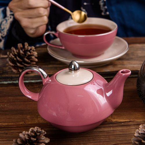  Unknown Khaki Glazed Porcelain Tea-For-One-Set, Tea Service Set of Teapot, Cup and Saucer