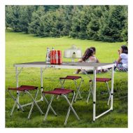 Unknown Outdoor Portable Folding Aluminum Camping Picnic Table 4 Chair Stool Set Party