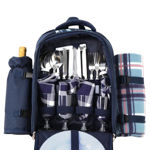  Unknown Picnic Backpack for 4 Person Family Lunch Set w/Insulated Cooler Camping Park