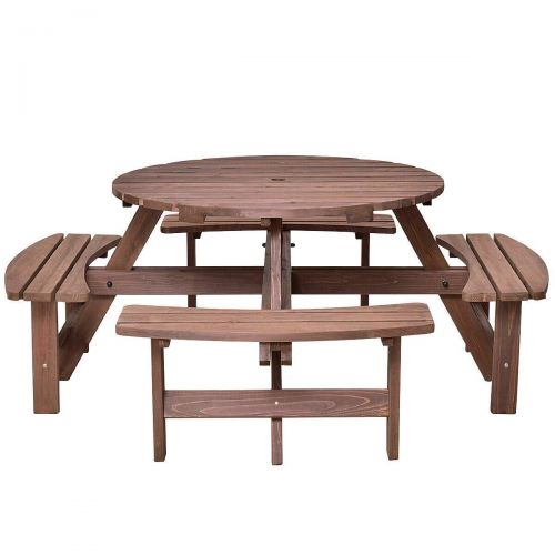  Unknown 8 Seat Wood Picnic Table Beer Dining Seat Bench Set Pub Garden Yard