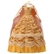 Unknown Womens Princess Belle Dress Long Prom Ball Gown Costume Cape Gloves Petticoat