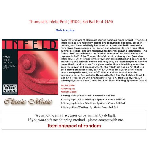  Unknown Classic Music Thomastik Infeld-Red (IR100) Violin Strings Full Set 4/4 Ball End