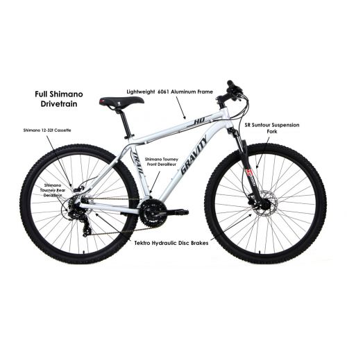  Unknown Gravity HD Trail 27.5 Hydraulic Disc Brake Full Shimano 21 Speed Front Suspension Mountain Bike