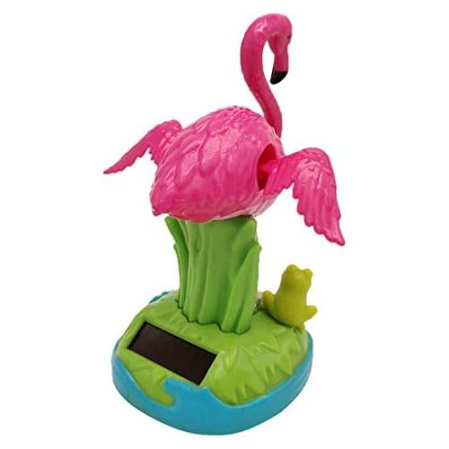  [아마존베스트]Solar Powered Dancing Figures Toy, Swinging Frog Flamingo Figurine, Car Desk Decor
