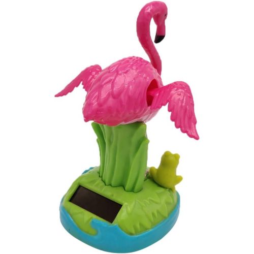  [아마존베스트]Solar Powered Dancing Figures Toy, Swinging Frog Flamingo Figurine, Car Desk Decor