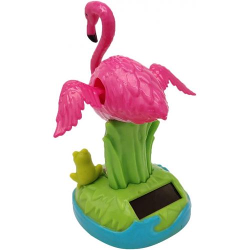  [아마존베스트]Solar Powered Dancing Figures Toy, Swinging Frog Flamingo Figurine, Car Desk Decor