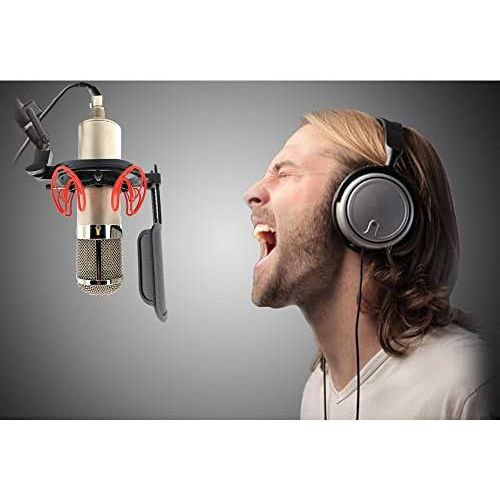  Unknown Suuntok Microphone Shock Mount Kit Compatible for All Microphones Size at 21-62mm,Includes Universal Mic Shock-Mount and Pop Filter (red)