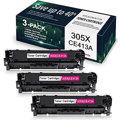  Unknown Compatible Remanufactured Ink Cartridge Replacement for HP 305X CE413X Ink for M351a M451nw M451dn M451dw M475dn M475dw M375nw Printers (3 Magenta) - by VaserInk.