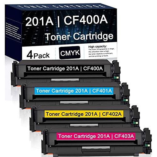  Unknown 4 Pack (1BK+1C+1M+1Y) 201A CF400A CF401A CF402A CF403A Compatible Toner Cartridge Replacement for HP Color Laserjet Pro M252dw,M252n Printer ; Pro MFP M277n, MFP M277dw, MFP M274n