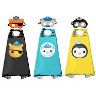Unknown 3 Sets Octonauts Cosplay Dress Up Costumes Capes & Masks for Kids Halloween Party Favor