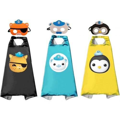  Unknown 3 Sets Octonauts Cosplay Dress Up Costumes Capes & Masks for Kids Halloween Party Favor