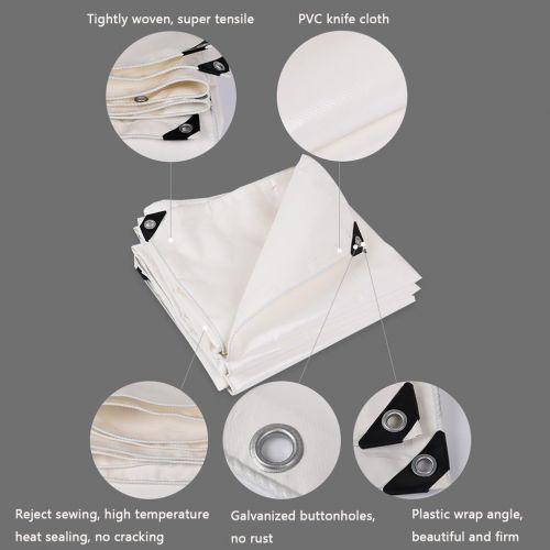  Unknown Thick Waterproof Tarpaulin, White PVC Sunscreen Wear Resistant Tarp Sheet, Outdoor Activities, Camping Tent & Other Occasions Apply Tarpaulin for Pickup Trucks, Multi Sizes (Size :