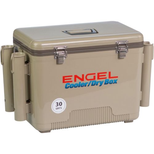  ENGEL Cooler/Dry Box with 4 Rod Holders - 30 Qt - Tan (UC30T-RH)