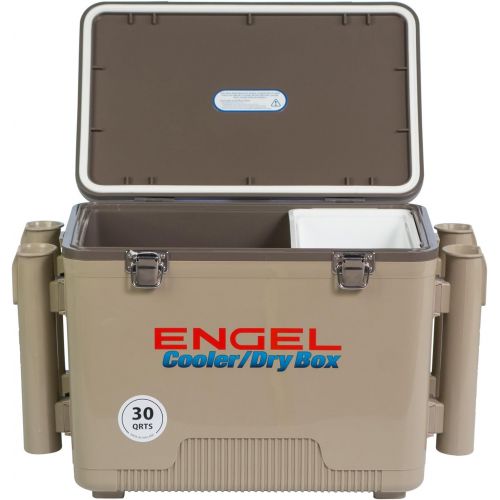  ENGEL Cooler/Dry Box with 4 Rod Holders - 30 Qt - Tan (UC30T-RH)