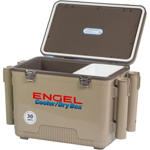  ENGEL Cooler/Dry Box with 4 Rod Holders - 30 Qt - Tan (UC30T-RH)