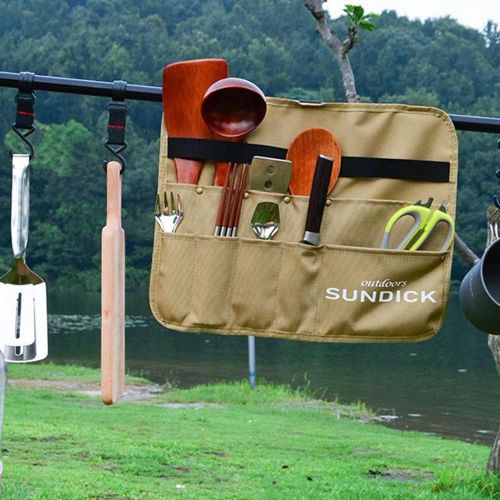  Unknown Camp Kitchen Cooking Utensil Tableware Travel Organizer Cook Accessories Portable Bag for BBQ Camping Hiking Travel Cookware Organizer Hanging Bag