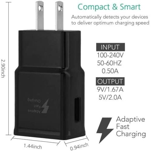 삼성 Unknown Samsung Fast Adaptive Wall Adapter Charger for Galaxy S10 Lite S9 Plus Note 9 S8 Note 8 EP-TA20JBE - 4 Foot UrbanX Type C/USB-C UrbanX Cable and OTG Adapter - Black