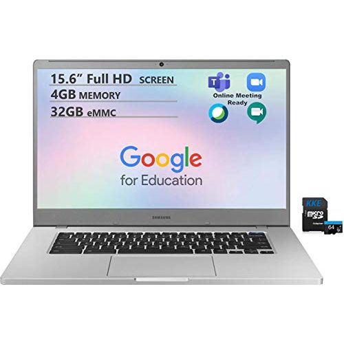 삼성 Unknown 2021 Newest Samsung Chromebook 4+, 15.6 Full HD Screen, Intel Celeron N4000 Processor, 4GB DDR4 Memory, 32GB eMMC, Webcam, Bluetooth, Online Class Ready, Chrome OS, KKE 64GB Micro