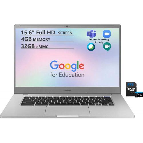 삼성 Unknown 2021 Newest Samsung Chromebook 4+, 15.6 Full HD Screen, Intel Celeron N4000 Processor, 4GB DDR4 Memory, 32GB eMMC, Webcam, Bluetooth, Online Class Ready, Chrome OS, KKE 64GB Micro