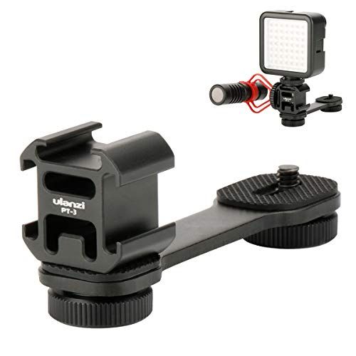  ULANZI Select ULANZI PT-3 Aluminum Triple Cold Shoe Mount Adapter Vlog Video Microphone Extension Bar for Zhiyun Smooth 4 DJI Osmo Pocket Osmo Mobile 2/Osmo Mobile 3 Feiyutech Vimble 2 3-Axis Gi