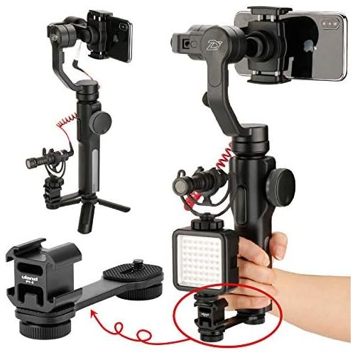  ULANZI Select ULANZI PT-3 Aluminum Triple Cold Shoe Mount Adapter Vlog Video Microphone Extension Bar for Zhiyun Smooth 4 DJI Osmo Pocket Osmo Mobile 2/Osmo Mobile 3 Feiyutech Vimble 2 3-Axis Gi