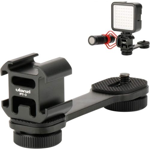  ULANZI Select ULANZI PT-3 Aluminum Triple Cold Shoe Mount Adapter Vlog Video Microphone Extension Bar for Zhiyun Smooth 4 DJI Osmo Pocket Osmo Mobile 2/Osmo Mobile 3 Feiyutech Vimble 2 3-Axis Gi