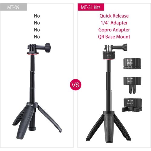  Unknown Mini Tripod Vlog Stick for Gopro - MT-31 4Pcs Extendable Selfie Tripod Stand Handle Grip + Quick Release Tripod Mount Action Cam Adapter + QR Helmet Buckle Base for Hero 5 6 7 8 9