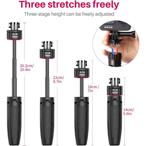  Unknown Mini Tripod Vlog Stick for Gopro - MT-31 4Pcs Extendable Selfie Tripod Stand Handle Grip + Quick Release Tripod Mount Action Cam Adapter + QR Helmet Buckle Base for Hero 5 6 7 8 9