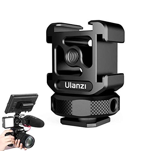  Unknown ULANZI PT-12 Camera Hot Shoe Extension Bracket with Triple Cold Shoe Mounts for Microphone LED Video Light, 1/4 Screw for Magic Arm, Aluminum Shoe Mount Compatible with Nikon Canon